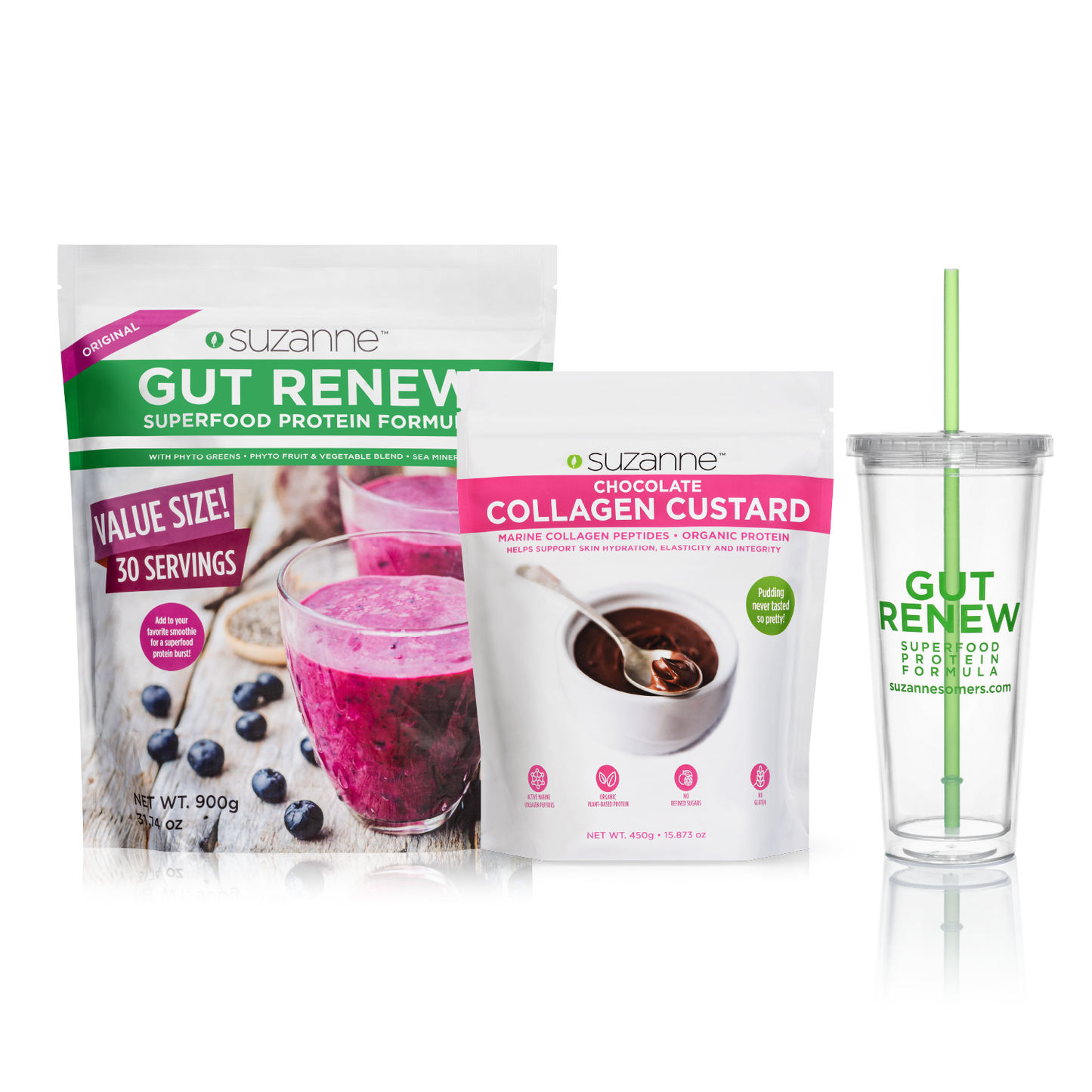 Value Size GUT RENEW Formula + Chocolate Collagen Custard 3-Piece Kit