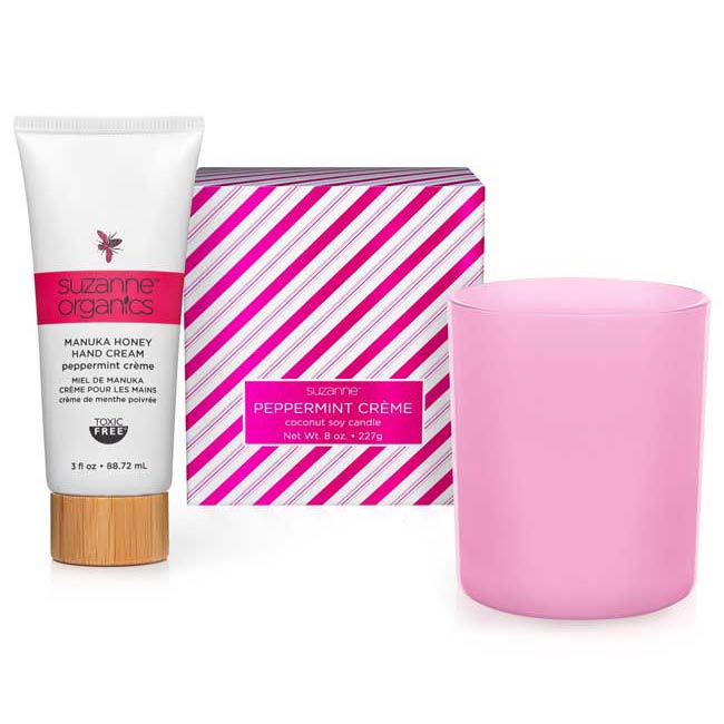 Peppermint Crème Candle & Manuka Honey Hand Cream Set