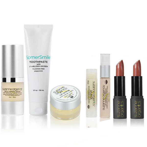 Cosmetics - SUZANNE Organics 7-Piece Lip Care Kit -  SUZANNE Organics Wild Orange Vanilla Lip Scrub ($24.99 Value) SUZANNE Organics Lip Wrinkle Cream ($34.99 Value) SUZANNE Organics Wild Orange Vanilla Lip Balm ($14.99 Value) SomerSmile Toothpaste with St