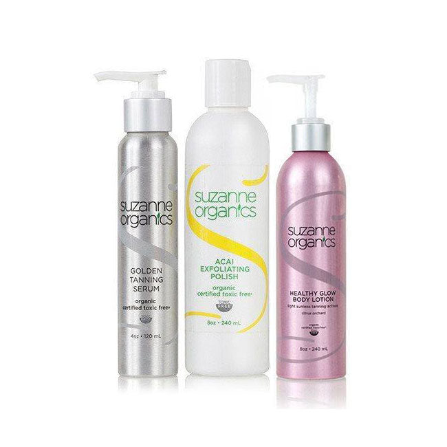 Skincare - SUZANNE Organics 3-Piece Tanning Kit - ACAI EXFOLIATING POLISH, GOLDEN TANNING SERUM, HEALTH GLOW BODY LOTION