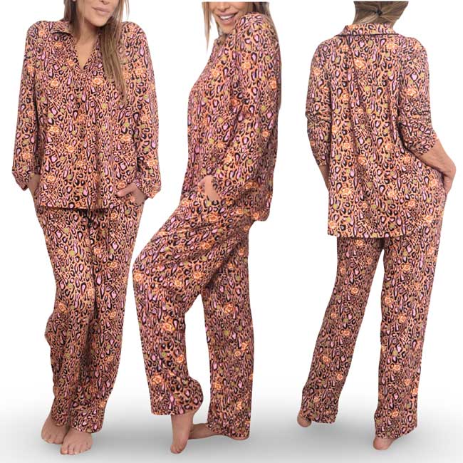 Leopard Lotus Blossom Pajama Set