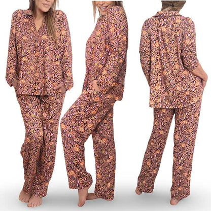 Leopard Lotus Blossom Pajama Set