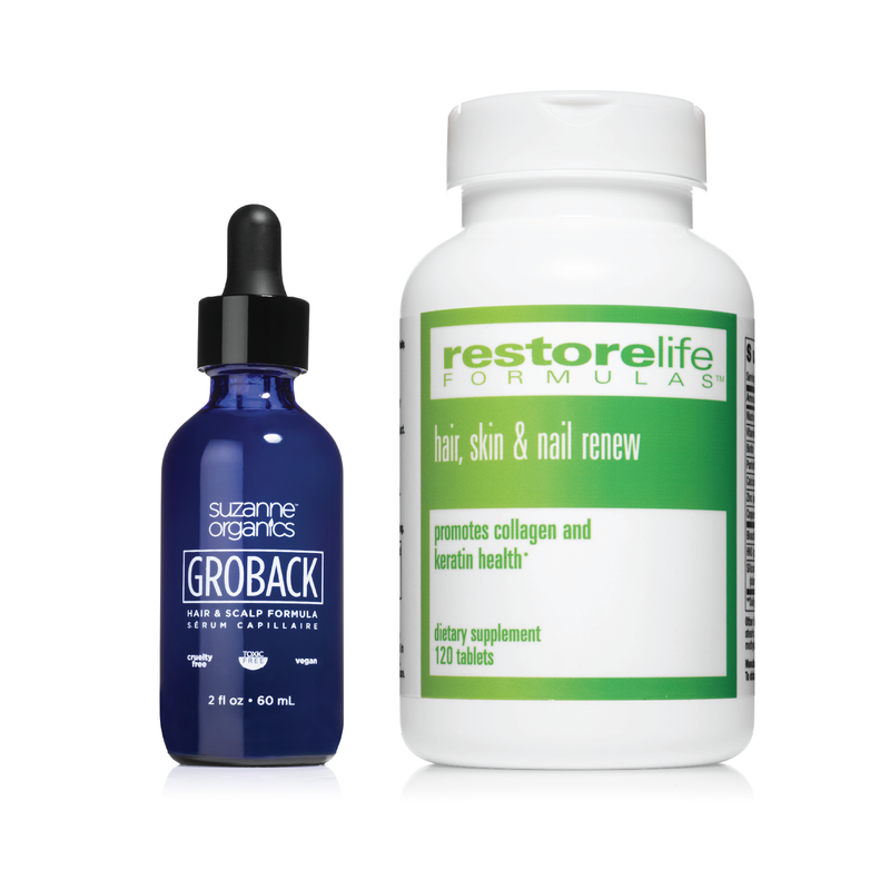 GROBACK 2-Piece Kit (GROBACK Hair & Scalp Formula + Hair, Skin & Nail Renew)