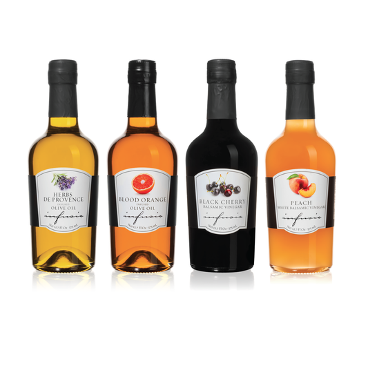 INFUSIO 4-Piece Extra-Virgin Olive Oil + Balsamic Vinegar Set