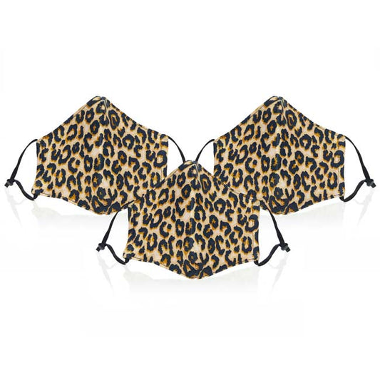 3 leopard patterned face masks