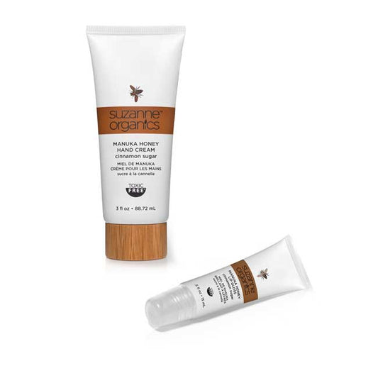 SUZANNE Organics Manuka Honey Hand Cream & Lip Gloss Duo - Cinnamon Sugar