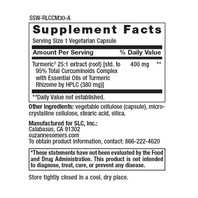RestoreLife Formulas Curcumin Dietary Supplement - Supplement Facts