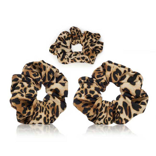 Leopard Print Hair Scrunchie 3-Pack