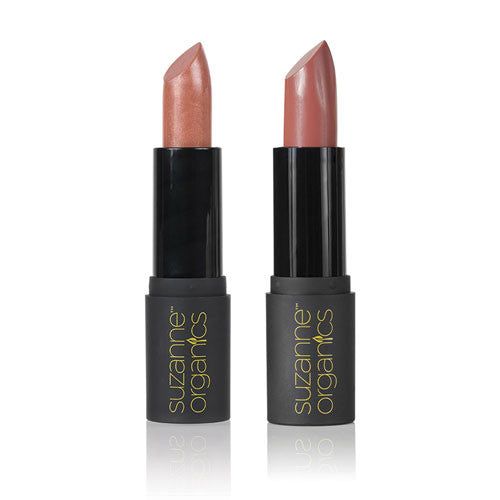 SUZANNE Organics Sheer Satin Lipstick Duo – Antique Rose and Caramelized Peach