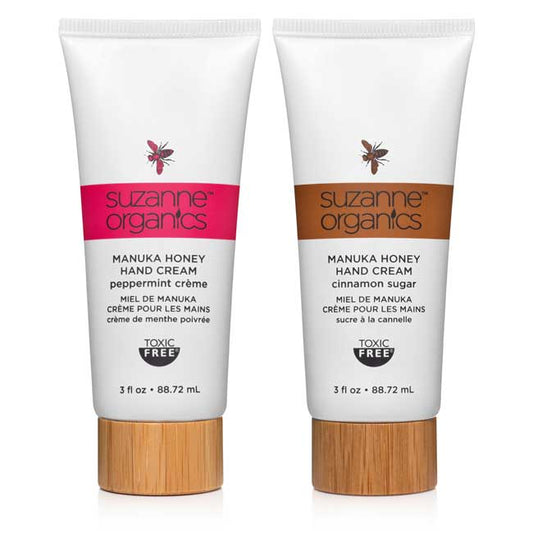 SUZANNE Organics Manuka Honey Cinnamon Sugar & Peppermint Crème Hand Cream Duo