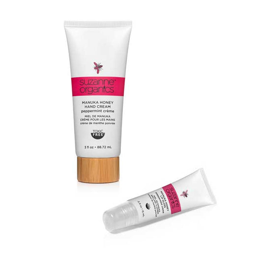 SUZANNE Organics Manuka Honey Hand Cream & Lip Gloss Duo - Peppermint Crème