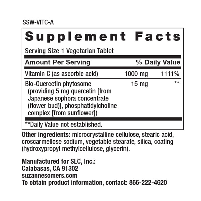 supplement facts serving size 1 tablet vitamin c 1000 mg bio-quercetin phytosome 15 mg