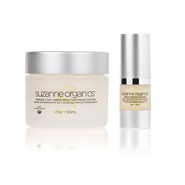 SUZANNE Organics "Wanna Neck?" Starter Kit - SUZANNE Organics Neck Firming Serum with Tightening Peptide Formula $59.99 SUZANNE Organics Firming 7‑Day Crème with Tightening Peptide Formula $49.99