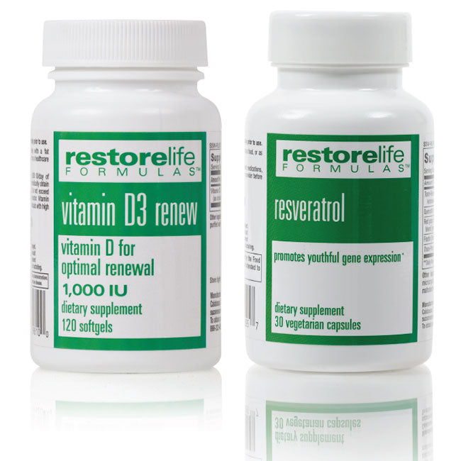 RestoreLife Vitamin D3 5000 IU + Resveratrol Supplement Bundle