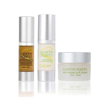 skincare - SUZANNE Organics Firming Eye Renewal Kit - • SUZANNE Organics Anti-Aging Eye Cream • SUZANNE Organics Firming Eye Serum with Tightening Peptide Formula • SUZANNE Organics Targeted Night Cream