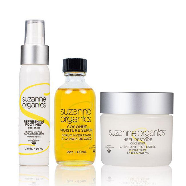 Skincare - SUZANNE Organics 3-Piece Sexy Leg and Feet Kit - SUZANNE Organics Refreshing Foot Mist SUZANNE Organics Heel Restore SUZANNE Organics Coconut Moisture Serum