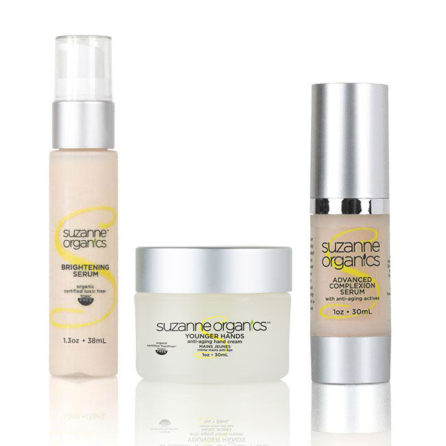 SUZANNE Organics "Out, Damn Spot!" Supreme Kit -  Brightening Serum $49.99 Younger Hands Anti-Aging Hand Cream $44.99 Advanced Complexion Serum $39.99 