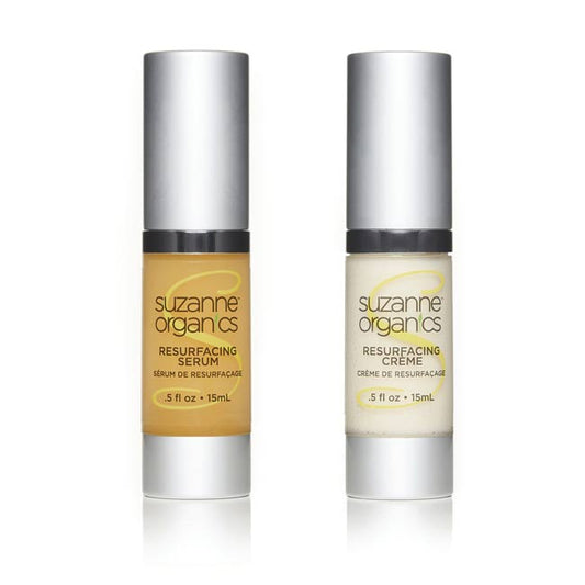 A .5 ounce bottle of resurfacing creme and resurfacing serum