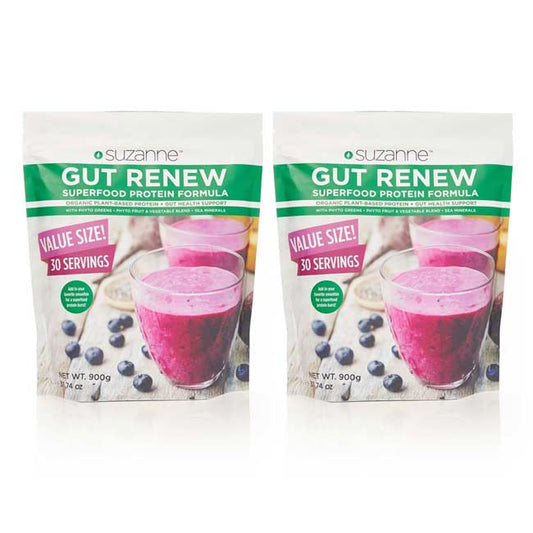 2 900 gram pouches of gut renew superfood protein powder