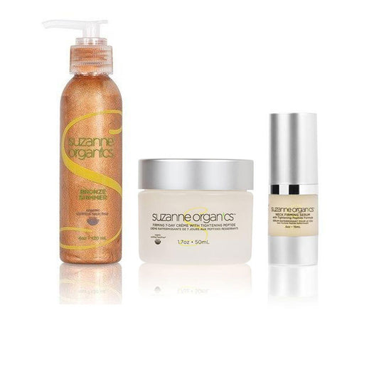 SUZANNE Organics "Wanna Neck?" Supreme Kit - SUZANNE Organics Neck Firming Serum with Tightening Peptide Formula $59.99 SUZANNE Organics Firming 7‑Day Crème with Tightening Peptide Formula $44.99 SUZANNE Organics Shimmering Bronzer $34.99